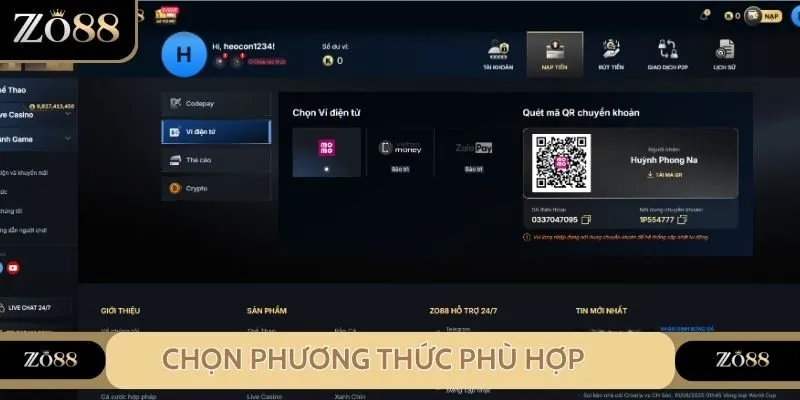 Chọn các phương thức giao dịch phù hợp để thực hiện nhanh chóng